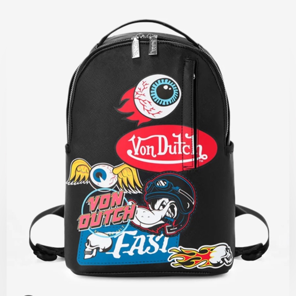 Von Dutch Black Backpack with Colorful Graphics